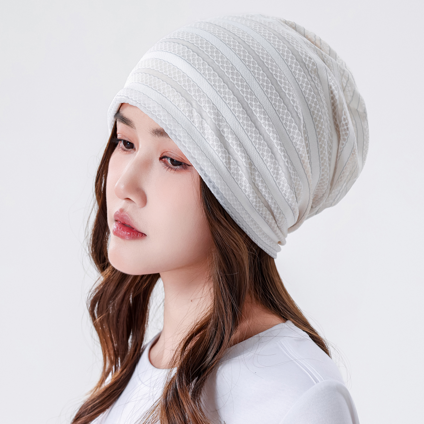 夏季镂空透气套头帽女士头巾帽薄款棉月子帽睡帽户外休闲包头帽