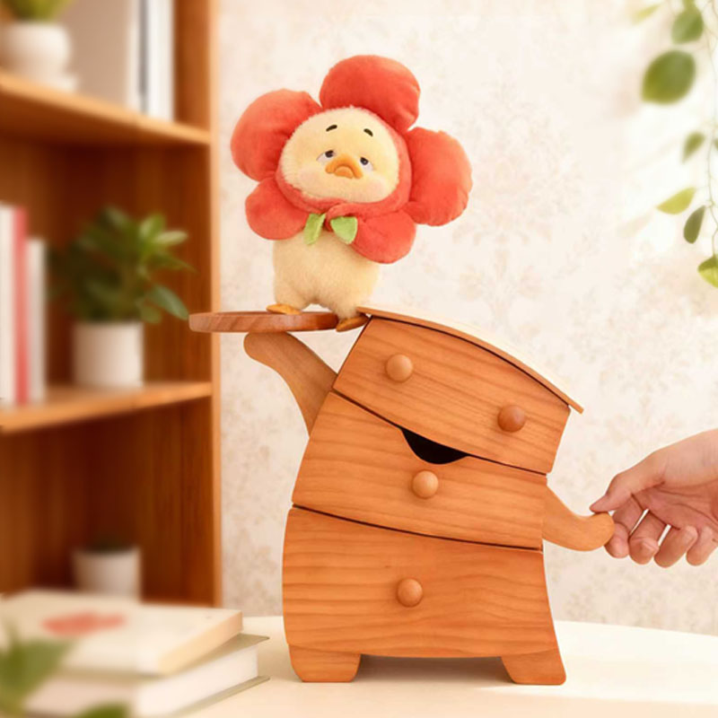 胖墩墩首饰盒创意实木造型黄金饰品新婚礼物收纳盒可爱疗愈桌面