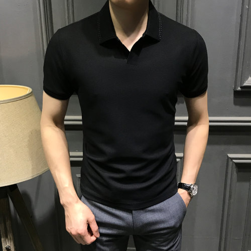 夏季新款时尚短袖polo衫男潮流商务修身半袖翻领T恤休闲帅气体恤