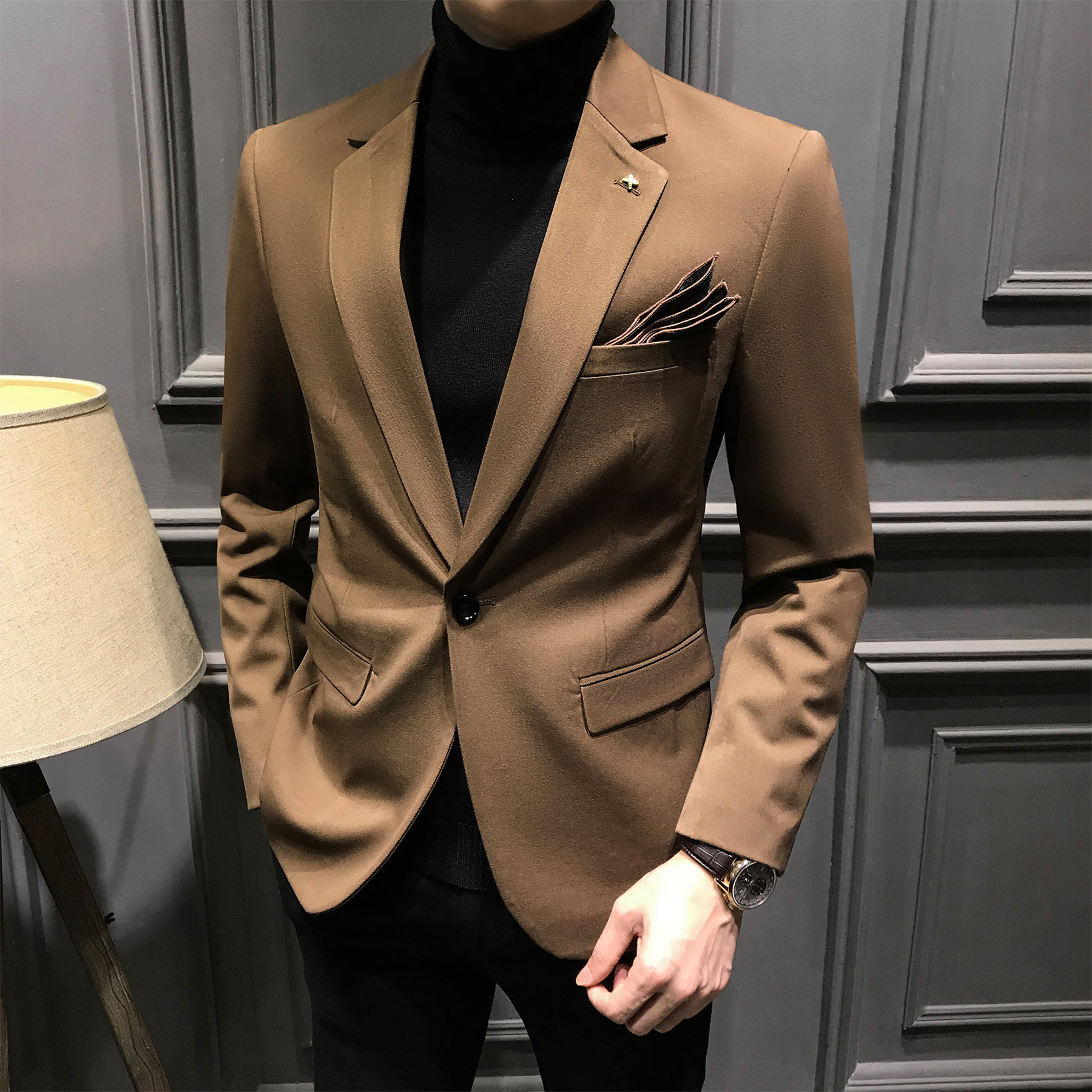 冬季时尚职业商务正装男士西服帅气休闲外套新郎新婚正式礼服西装