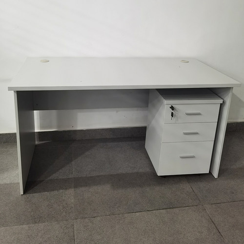 员工桌电脑桌板式简易单人带推柜