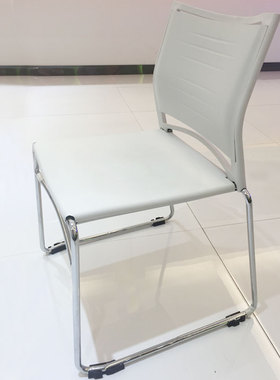 灰色塑料会议椅会议室椅办公椅固定层叠会客椅休息室椅休闲洽谈椅