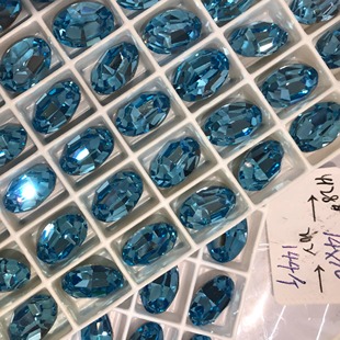 水晶 水钻 美甲钻 DIY钻椭圆4128 14*10MM 海蓝202 浅翠蓝263