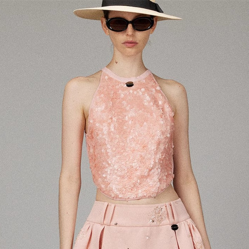 【LACERTA/莱瑟塔 设计师品牌】25春夏新品亮片闪闪挂脖背心上衣