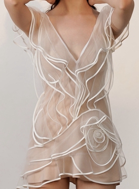 正品DATT越南小众品牌2024年春夏新款度假风夏日清甜荷叶边连衣裙