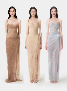 正品授权MONTSAND LOBBSTER网纱褶皱吊带连衣裙蕾丝鱼骨越南24PS