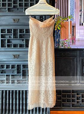 正品授权MONTSAND25ss高定秀款蕾丝裸色连衣裙