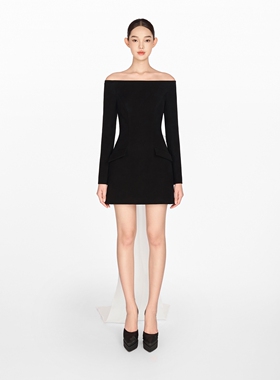 正品授权MONTSAND 24FW黑色蝴蝶结迷你裙