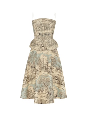 王车车LOBBSTER小鹿印花吊带半裙套装越南小众礼服裙立裁收腰CD风