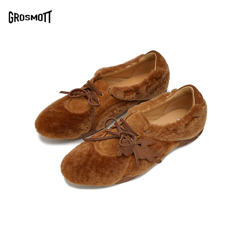 27QUAI GROSMOTT猎装系列-小猎犬帆船鞋全毛焦糖棕平底单鞋24秋款