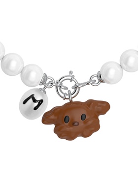 MARSEVEN 字母珍珠小狗项链珐琅棕色美拉德百搭首饰原创秋冬新品