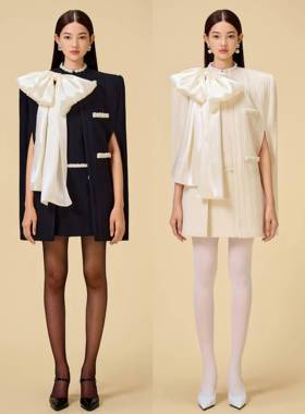 正品授权LOBBSTER X 王车车23FW蝴蝶结斗篷粗花呢无袖连衣裙越南