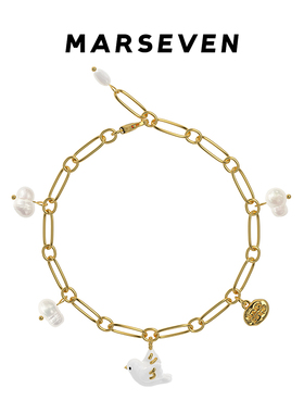 MARSEVEN 海风飞鸽系列白金鸽子珍珠手链精致简约手饰时尚饰品