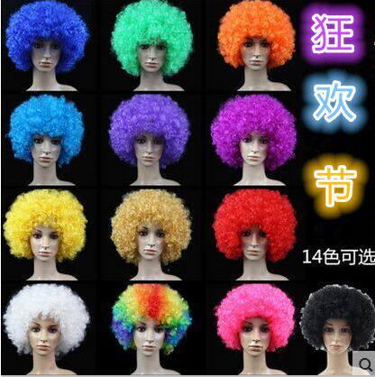 假头套头套圆卷发球迷发啦啦队助威表演装扮道具大号爆炸头假发