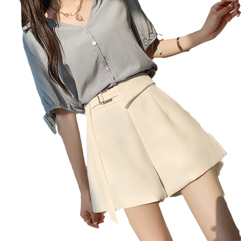 西装短裤女宽松外穿春秋夏季米白色2025新款A字休闲高腰显瘦阔腿