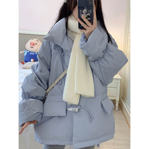 牛角扣羽绒棉服女学生小个子2024冬新款棉衣女韩版宽松短款面包服