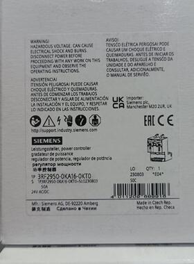 3RF2950-0KA16-0KT0西门子功率控制器全新原装正品现货包邮询价