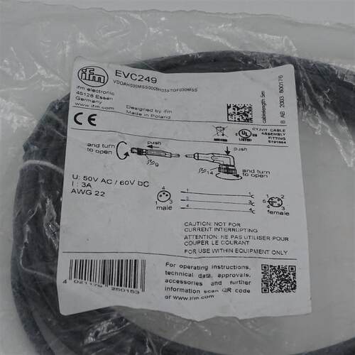 全新原装德国IFM易福门EVC249公母头感测器连接线缆EVC249现询价
