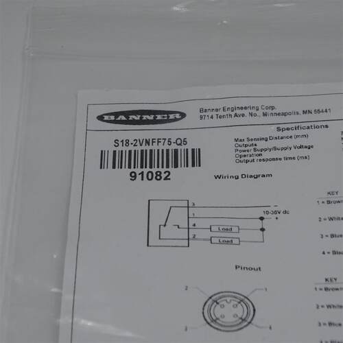 全新原装正品BANNER邦纳S18-2VNFF75-Q5光电开关感测器91082询价