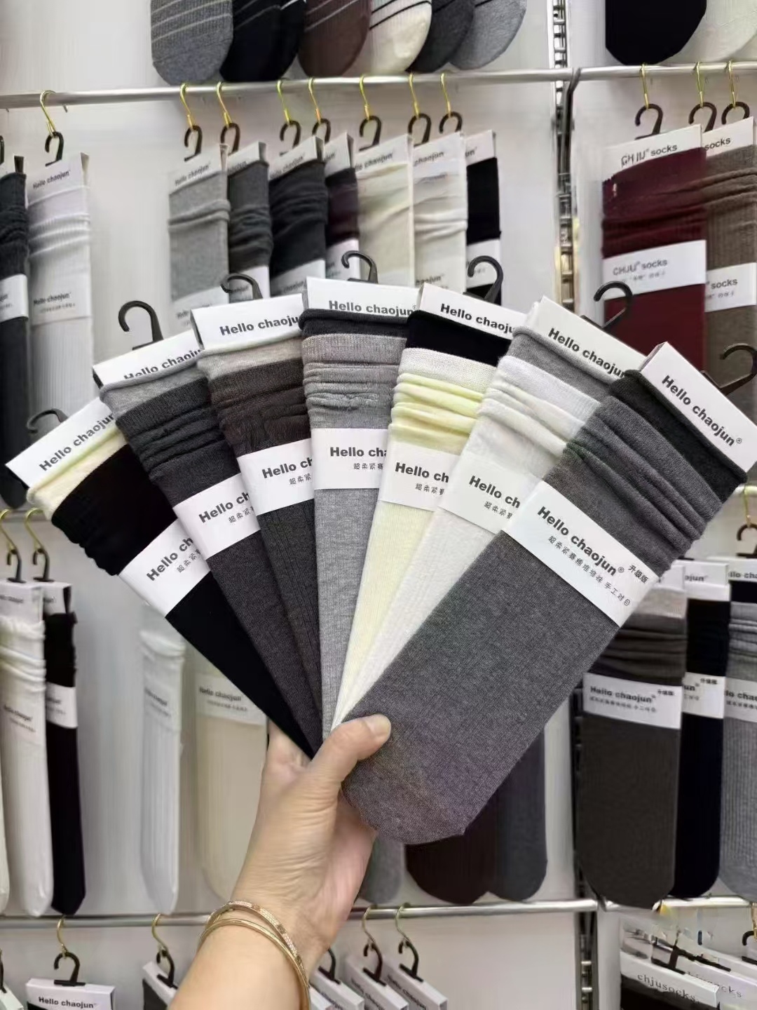 6616堆堆袜女中筒袜秋款纯色简约百搭女士袜纯棉吸汗学生袜潮超骏