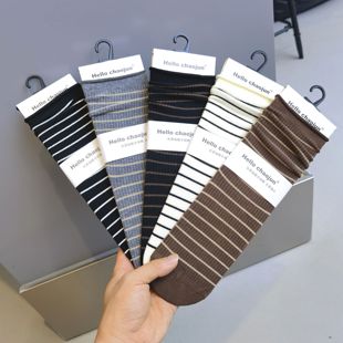 春秋新款 学院超骏卷边撞色条纹纯棉中筒堆堆袜子女6605 东大门韩版