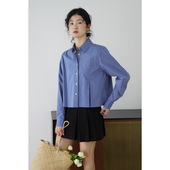 衬衫 MIU系格纹小个子短款 女设计感翻领衬衣 新款 嘉茱莉2026春季