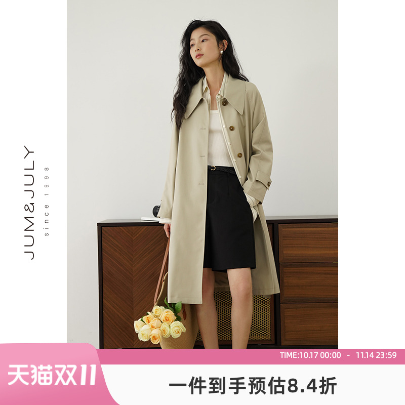 嘉茱莉长款英伦高级感风衣