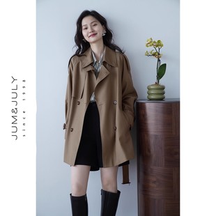 风衣休闲 风衣外套女英伦小个子上衣外套短款 嘉茱莉新款 春秋中长款