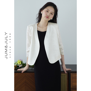 小个子七分袖 新款 无扣西服上衣 外套女夏季 嘉茱莉100%Naia醋酸西装