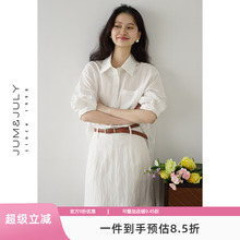 嘉茱莉假两件一体式衬衫连衣裙女2025夏季新款设计感天丝衬衫裙