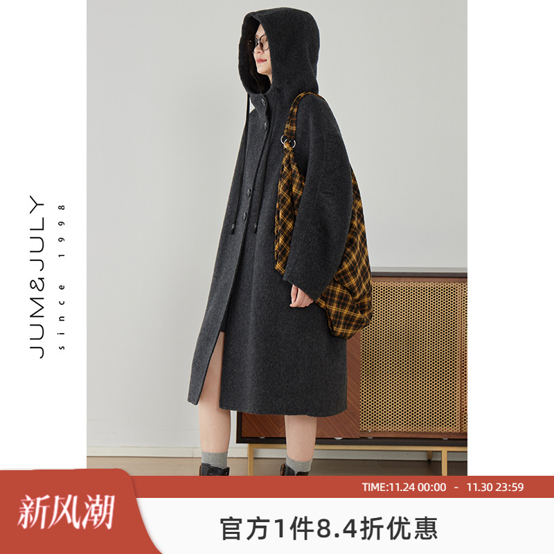 设计感学院风羊毛双面呢大衣