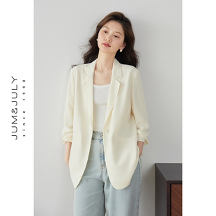 薄款 七分袖 堆堆袖 外套女2025新款 通勤休闲西服上衣 西装 嘉茱莉夏季