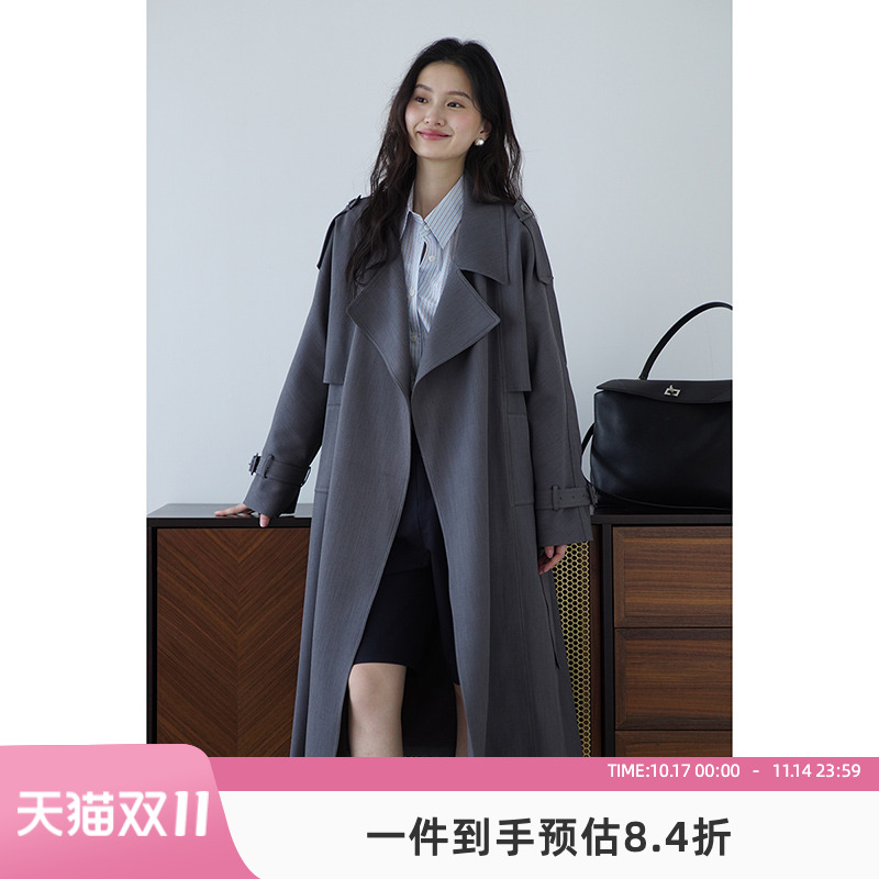 嘉茱莉中长款英伦高级感风衣