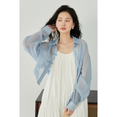 嘉茱莉夏季 休闲防晒衣 上衣2026新款 天丝防晒衬衫 外套女小个子短款