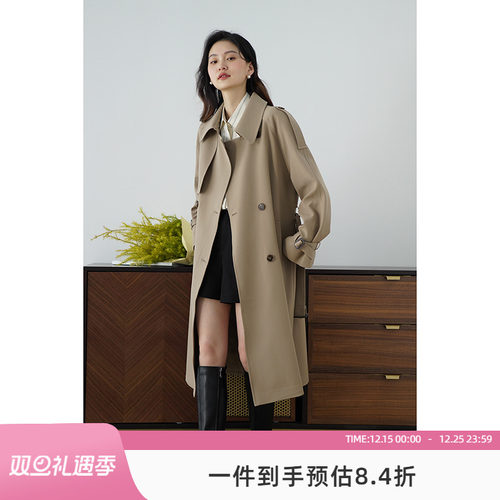 嘉茱莉中长款英伦高级感风衣