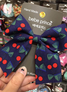 清仓：韩国进口bebe princ女童可爱大蝴蝶结花朵樱桃西瓜鸭嘴发夹