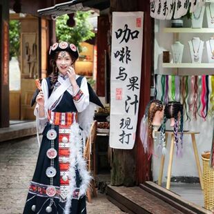 出租新款纳西族服装云南少数民族服饰摩梭族成人披星戴月演出服