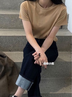 韩国直邮包邮2021年秋冬女装东大门 twentyfourseven圆领棉质t恤