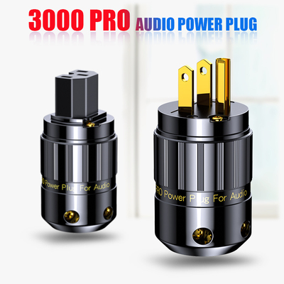 3000纯铜4N紫铜镀金220V音响HIFI功放美标国标DIY电源线插头插尾