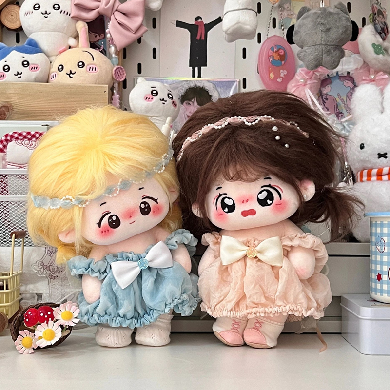 现货20cm娃衣棉花娃娃网红玩具换装衣服可爱玩偶属性泡泡公主套装
