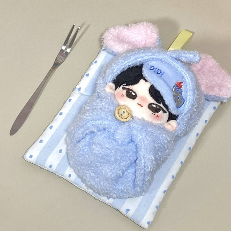 10cm棉花娃娃 蓝蓝象 襁褓裹被睡袋娃衣可爱公仔玩偶挂件