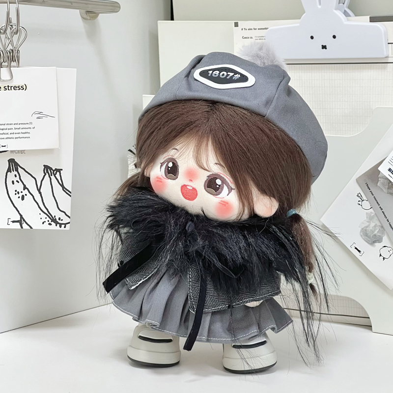 20cm娃衣秋冬套装黑灰色系miu系千金20厘米棉花娃娃娃衣着替套装