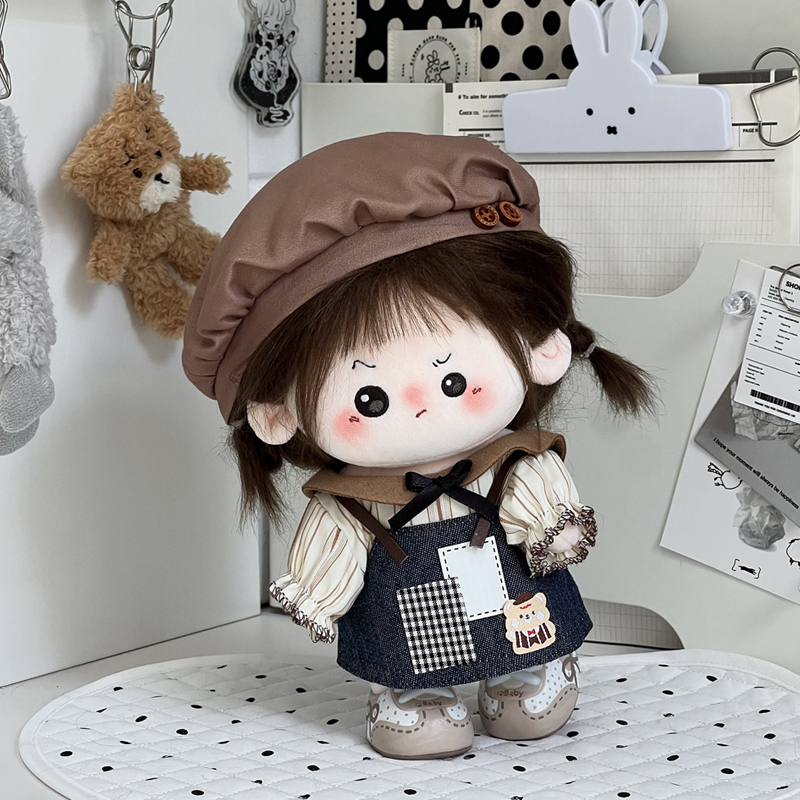 20cm娃衣正常体胖胖体焦糖小熊背带裙套装20厘米棉花娃娃衣服着替