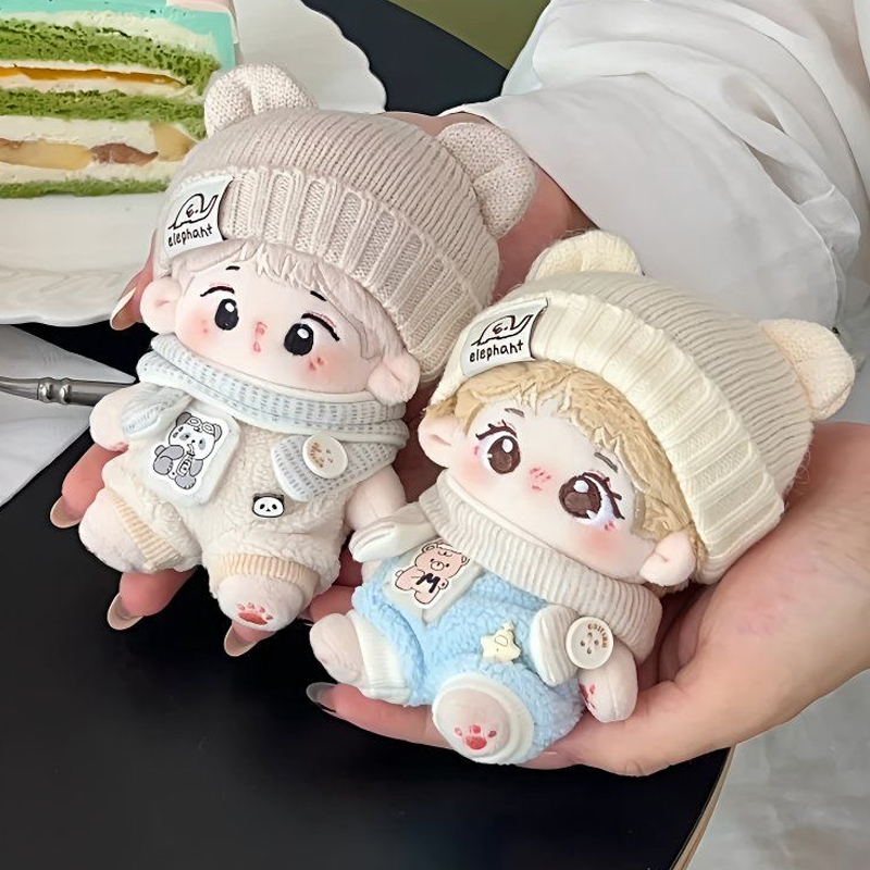 现货10cm娃衣宝宝服棉花娃娃10cm娃睡衣鲜奶胡萝卜冬季超萌娃衣