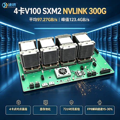 速桥SXM2转PCI-E X16转接板 英伟达P100 V100模组显卡温控扩展卡