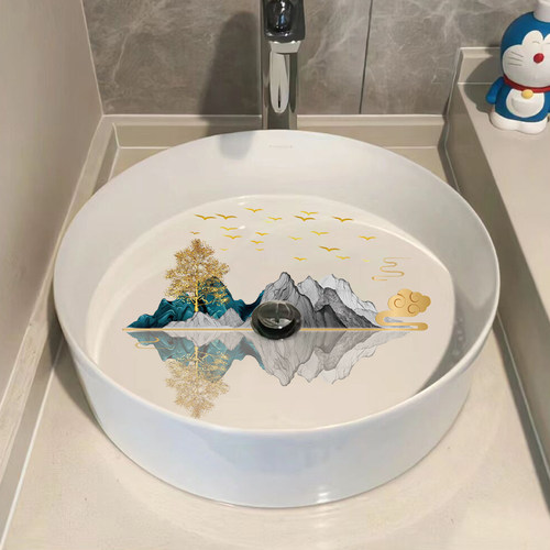 洗手台贴纸卫生间遮丑防水墙纸厕所马桶装饰画翻新墙贴画自粘浴室