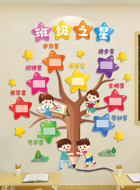 班级之星墙贴学校班级公约文化布置教室墙壁纸装饰励志标语墙贴纸