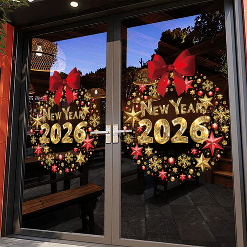 新年马年装饰橱窗玻璃门静电贴纸