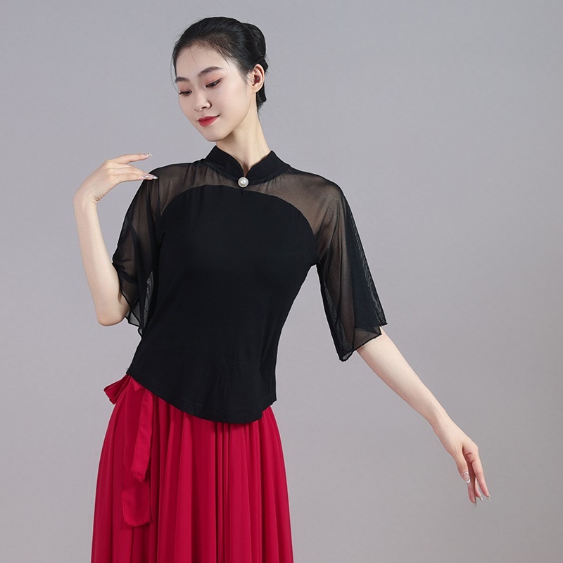 古典舞服气质修身纱上衣中国风现代舞民族舞服装艺考练功服形体女