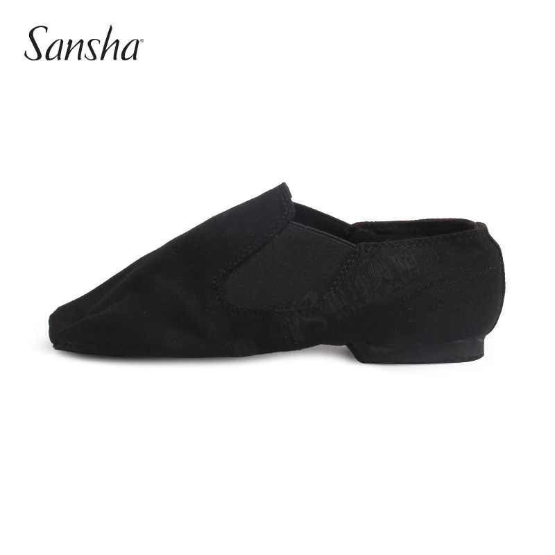 正品法国三沙Sansha舞蹈鞋 爵士舞鞋/低帮一脚蹬加厚布面皮底JS33